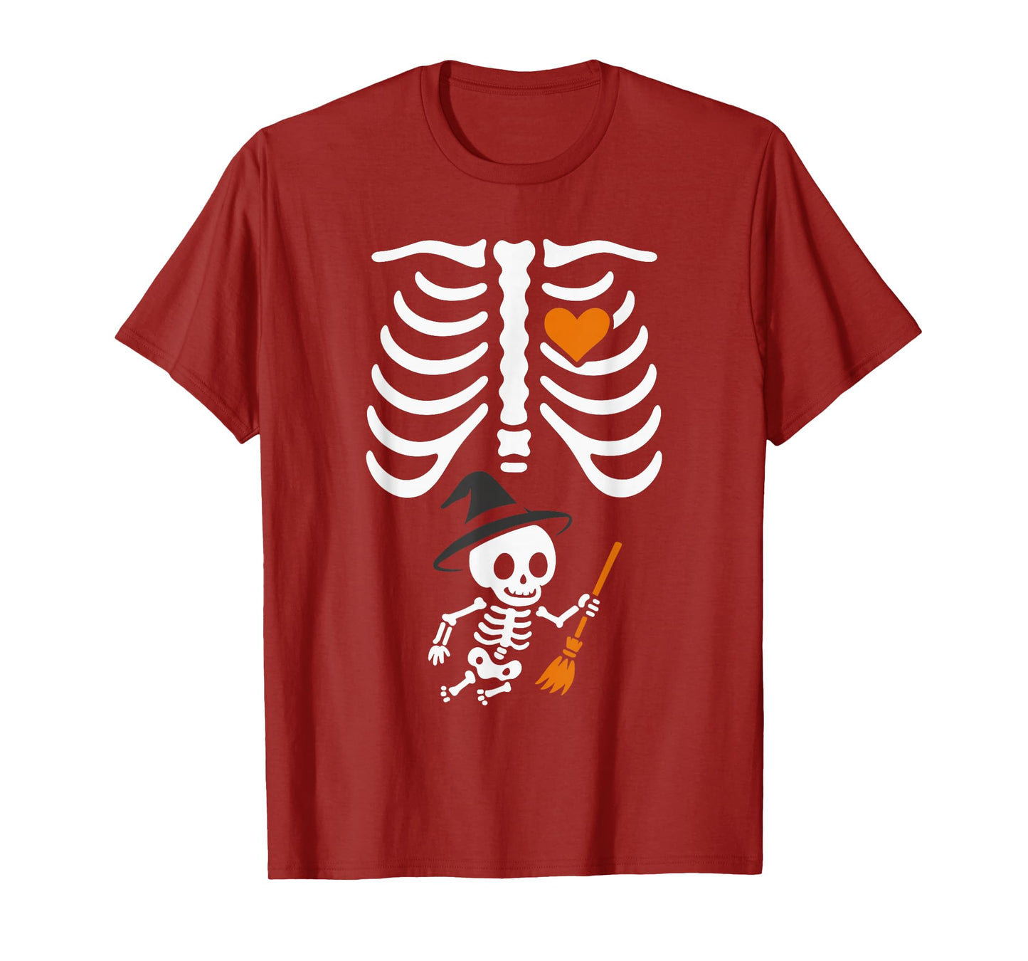 Pregnancy Baby Skeleton Witch Announcement Mom Halloween T-Shirt