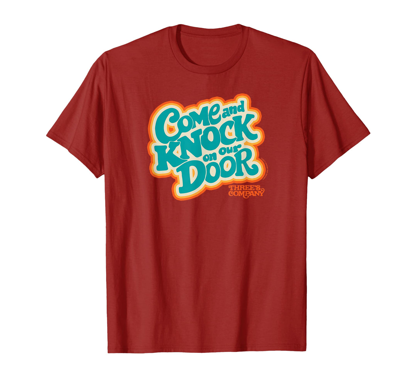 Three's Company Come And Knock On Our Door Retro Typography T-Shirt