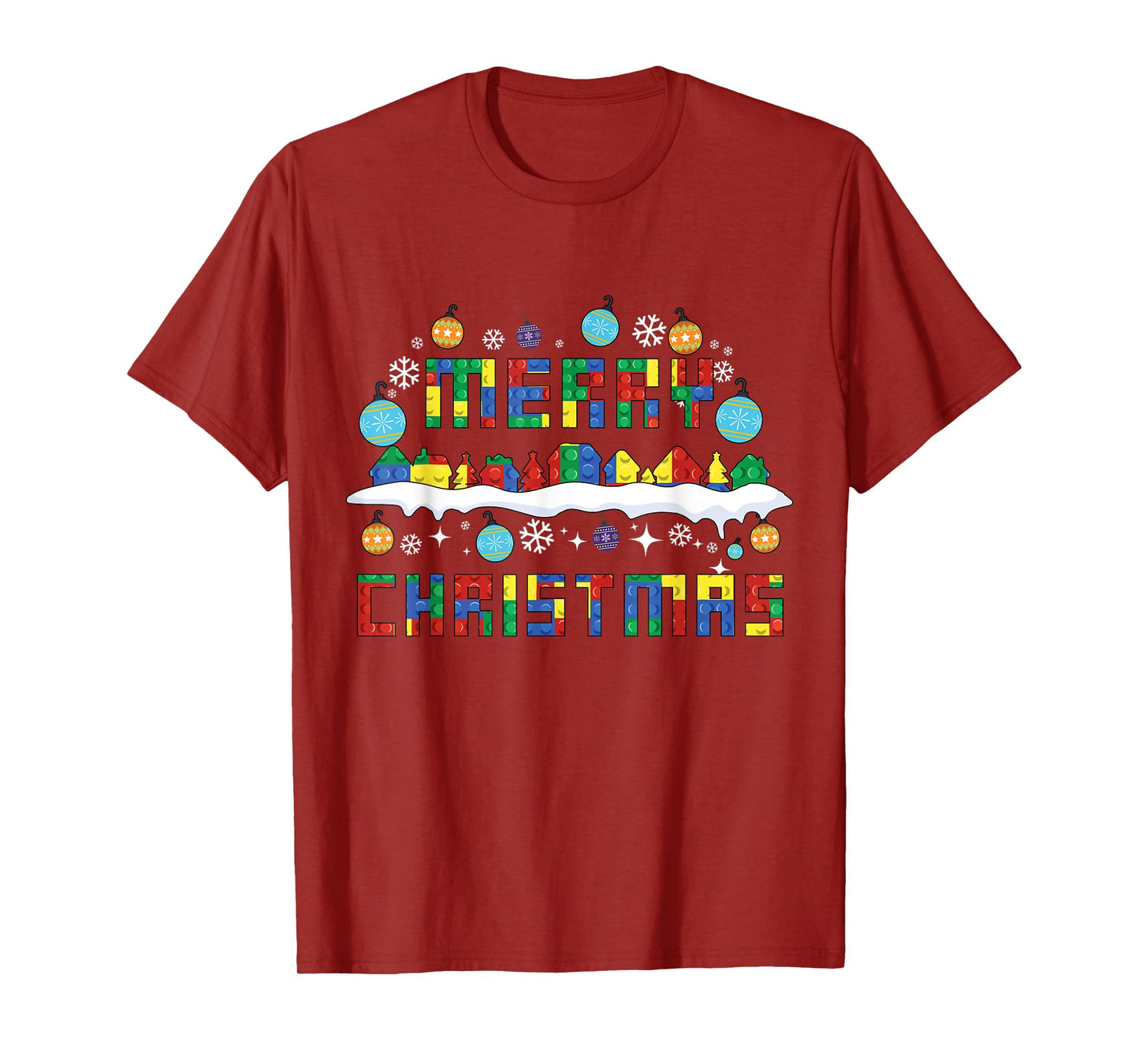 Merry Christmas Block Building Brick Builder Master Builder T-Shirt