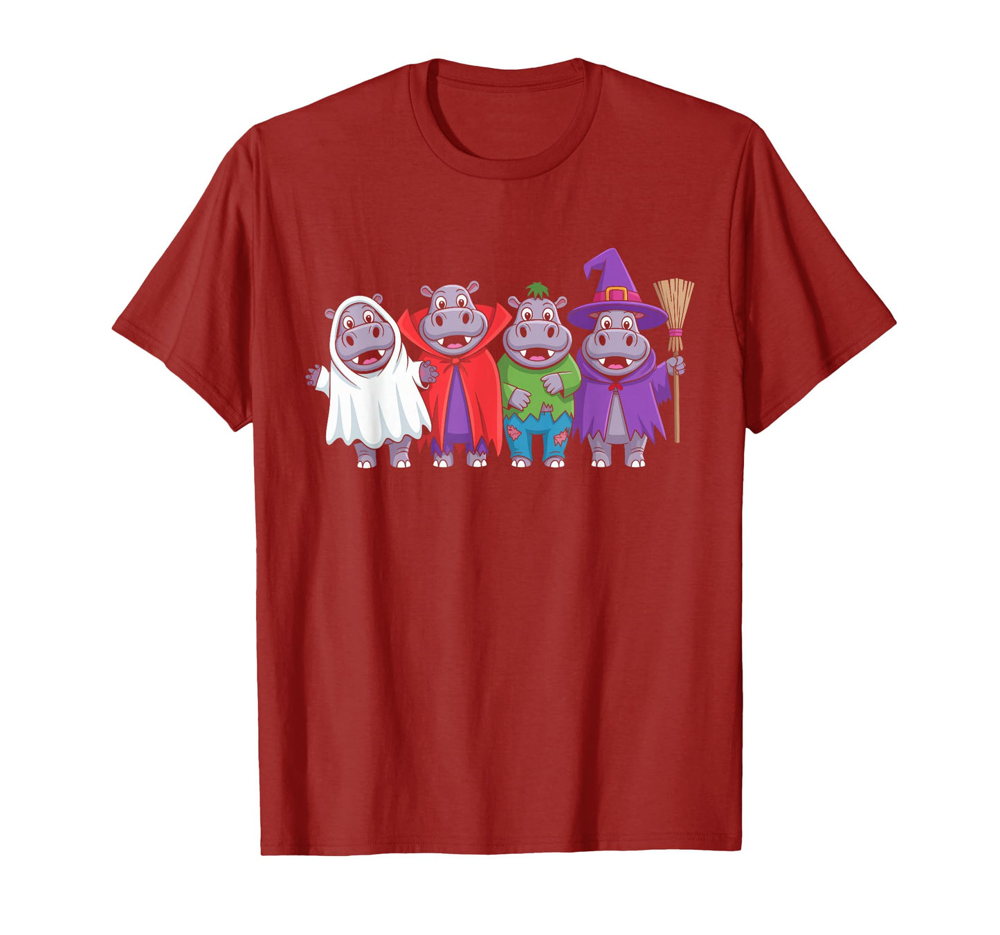 Halloween Hippo Costume Ghost Witch Zombie Kids T-Shirt