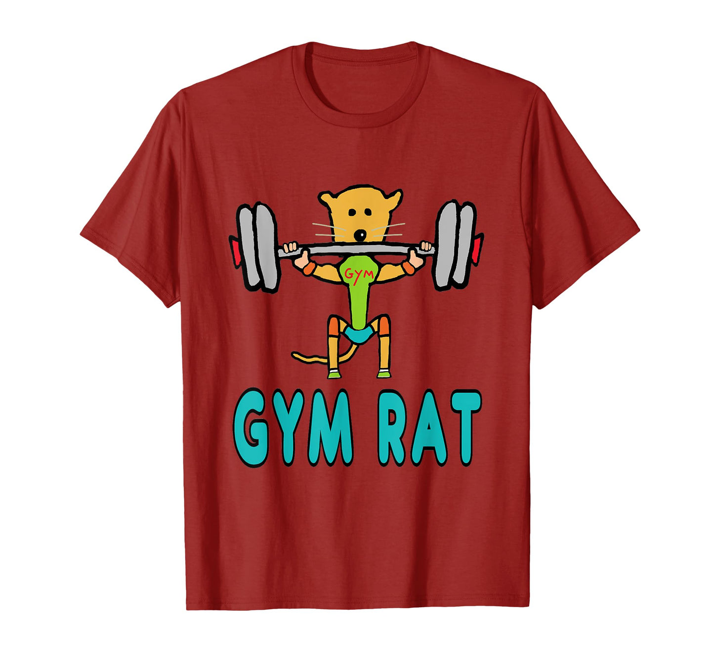Mark Ewbie Designs Gym Rat T-Shirt - Black, Unisex, Short Sleeve, Classic Fit, Cotton Blend, Small