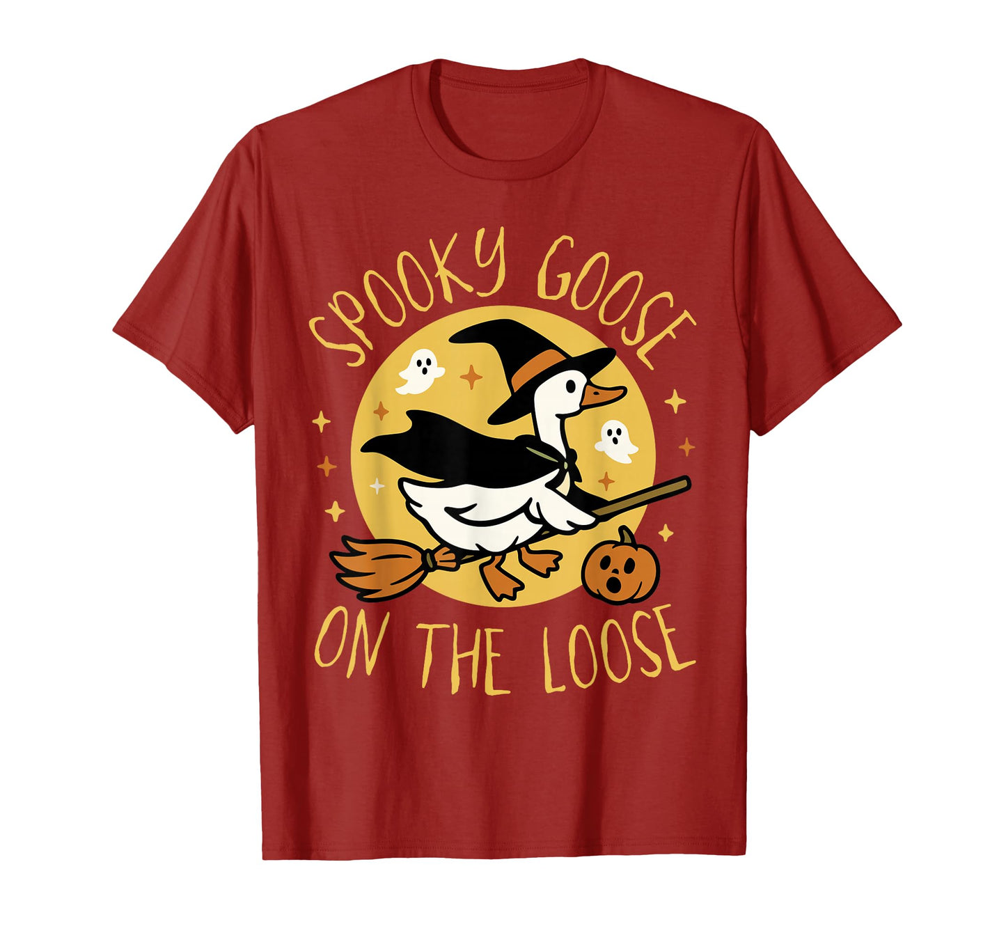 Spooky Goose On The Loose Funny Goose Witch Animal Halloween T-Shirt