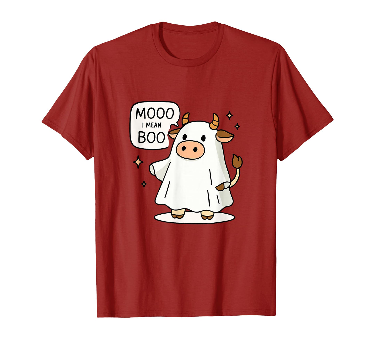 Moo I Mean Boo Halloween Highland Cow Ghost Cow Lover Farm T-Shirt