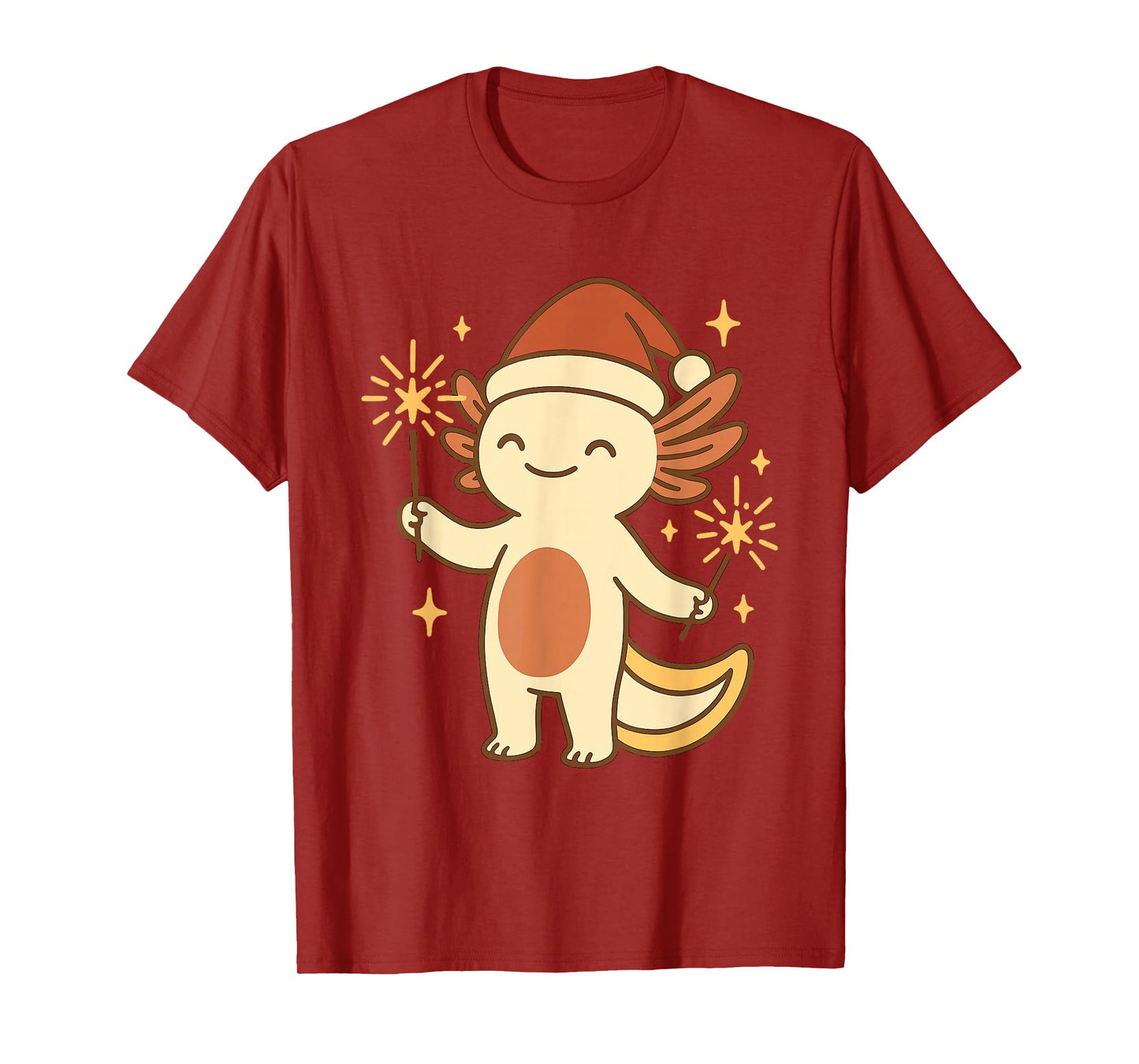 Cute Axolotl Christmas with Sparklers Holiday T-Shirt