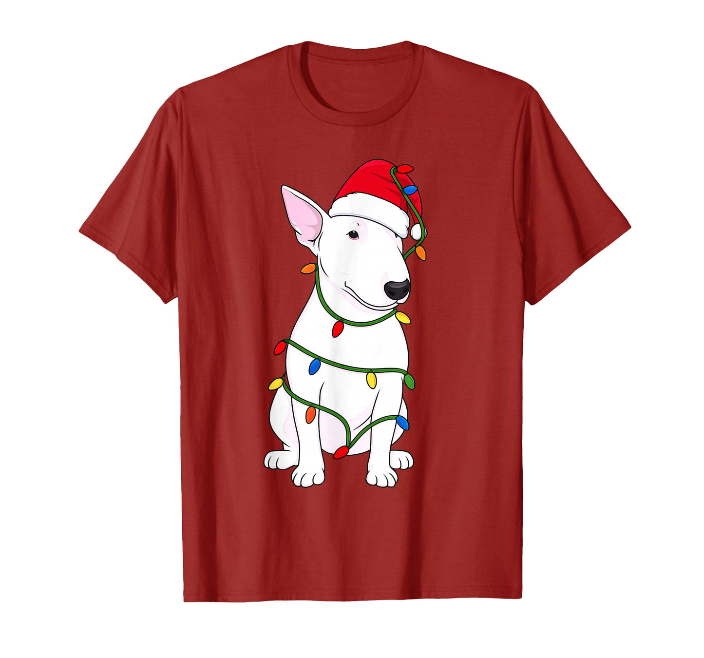 English Bull Terrier Christmas Tree Lights Holiday Dog Lover T-Shirt