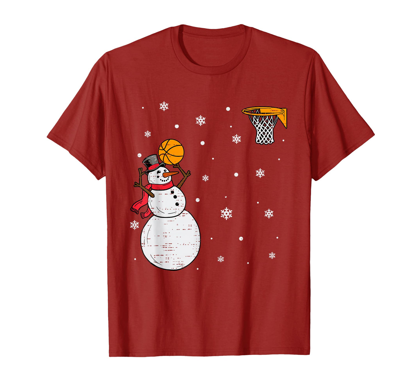 Funny Snowman Basketball Christmas Xmas Sports Men Boys Kids T-Shirt