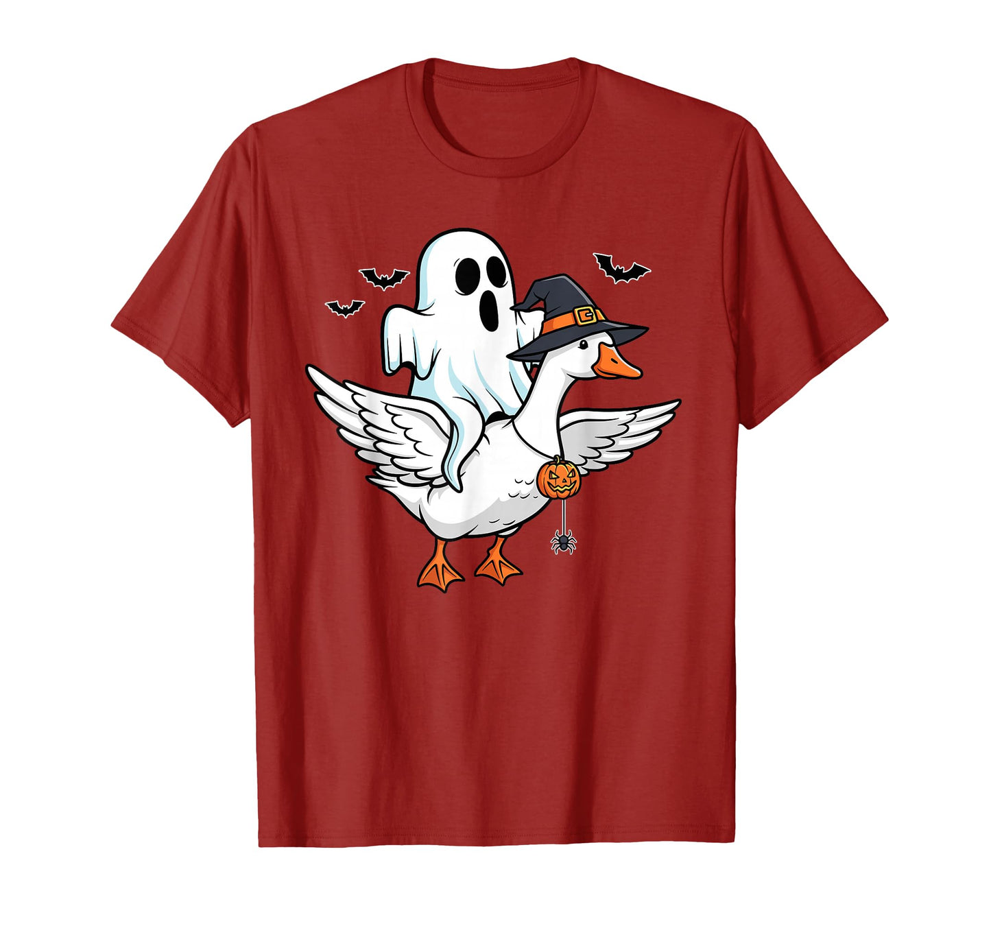 Ghost Riding A Goose Funny Witch Hat Silly Animal Halloween T-Shirt