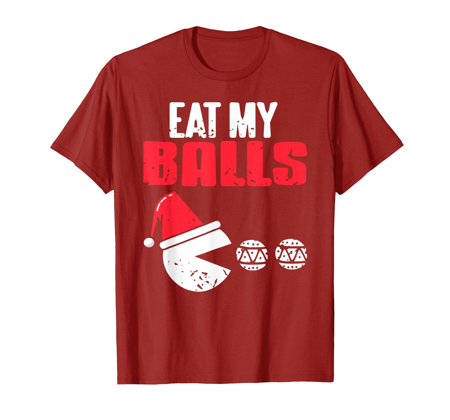 Retro Santa Game Chasing Christmas Ornaments Humor T-Shirt