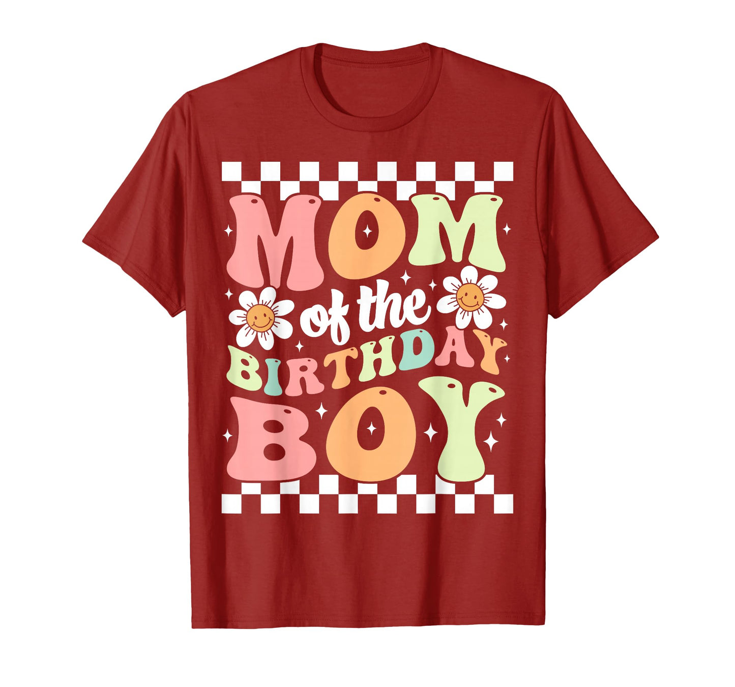 Mom of The Birthday Boy Cute Family Groovy Birthday Party T-Shirt