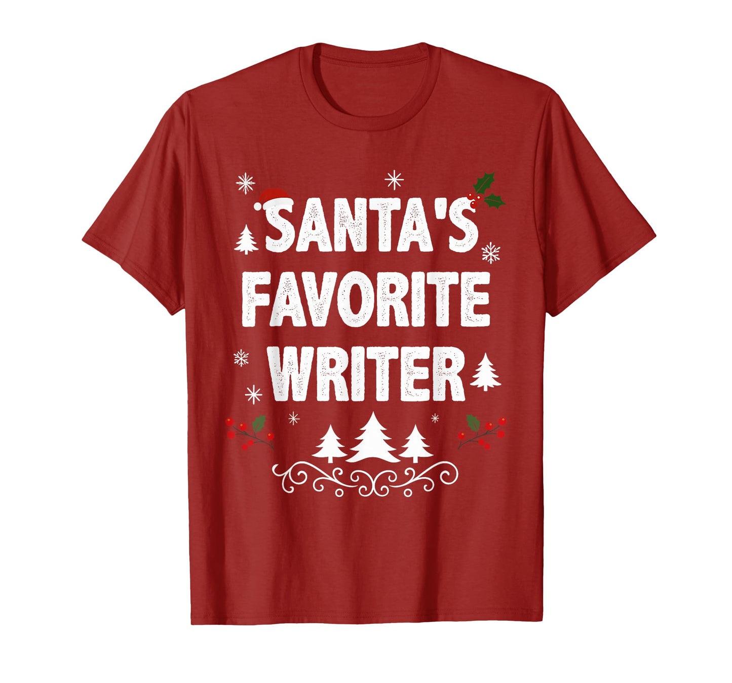 Santa's Favorite Writer Funny Holiday Christmas Pajamas T-Shirt
