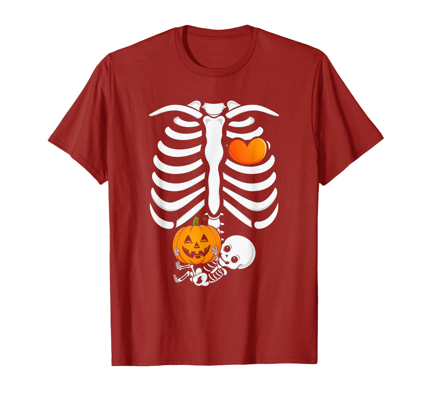 Pregnant Skeleton Halloween Mommy Baby Announcement T-Shirt