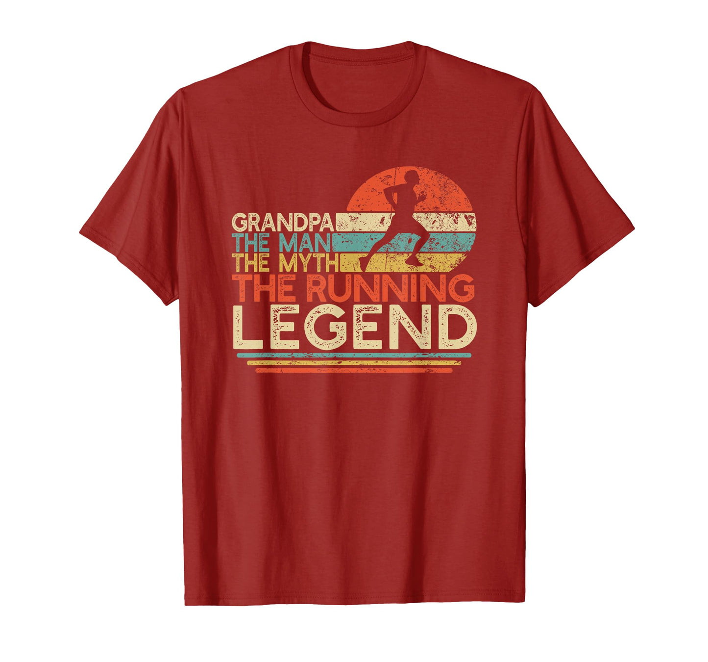 Vintage Running Grandpa Man Myth Legend Marathon Runner Gift T-Shirt