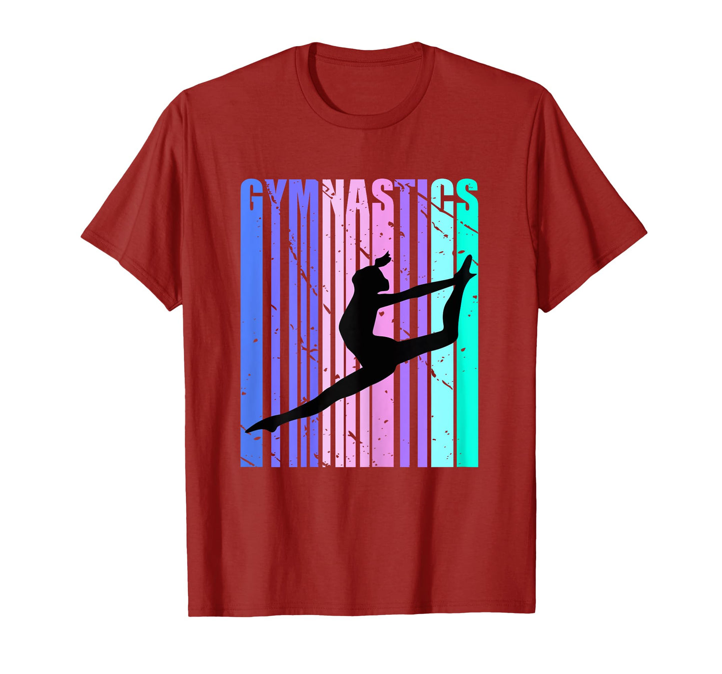 Retro Girls Gymnastics Purple Green Woman Women Gymnast T-Shirt