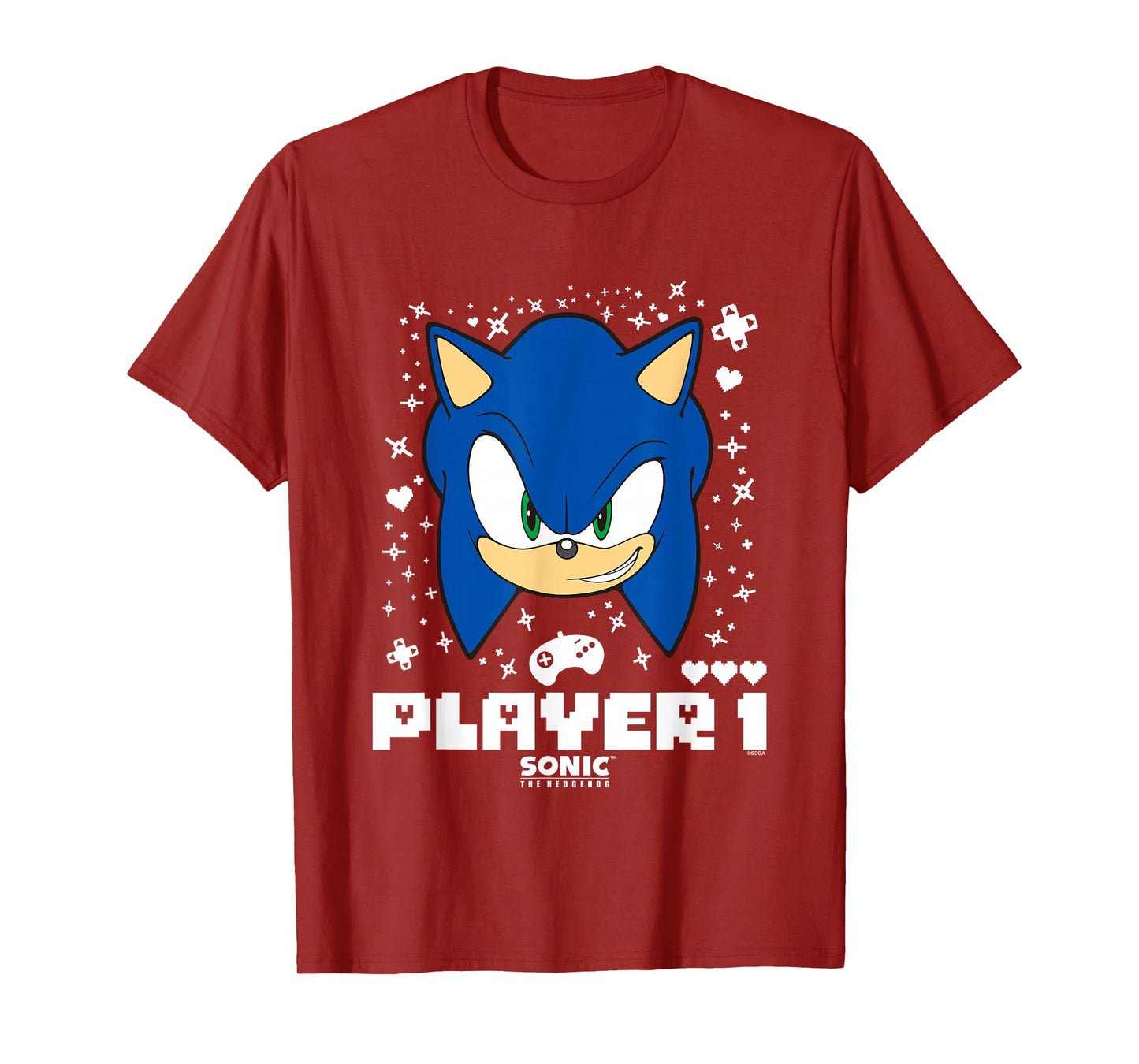 Sonic The Hedgehog Valentine's Day Player 1 Sonic Big Face T-Shirt