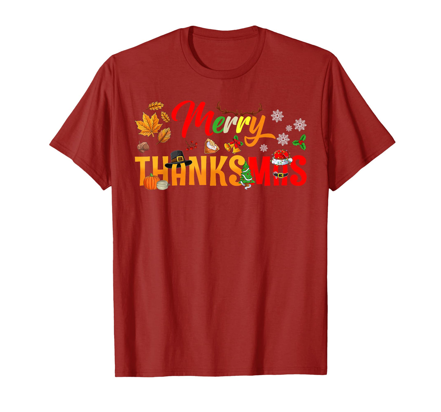 Funny Merry Thanksmas Thanksgiving Christmas Boys Girls Kids T-Shirt