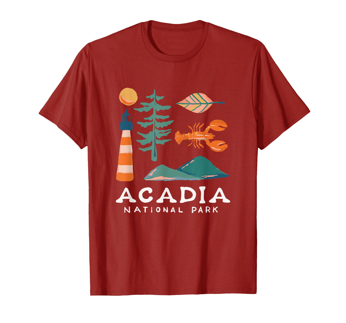 Acadia National Park Travel Icons Maine Vacation Souvenir T-Shirt