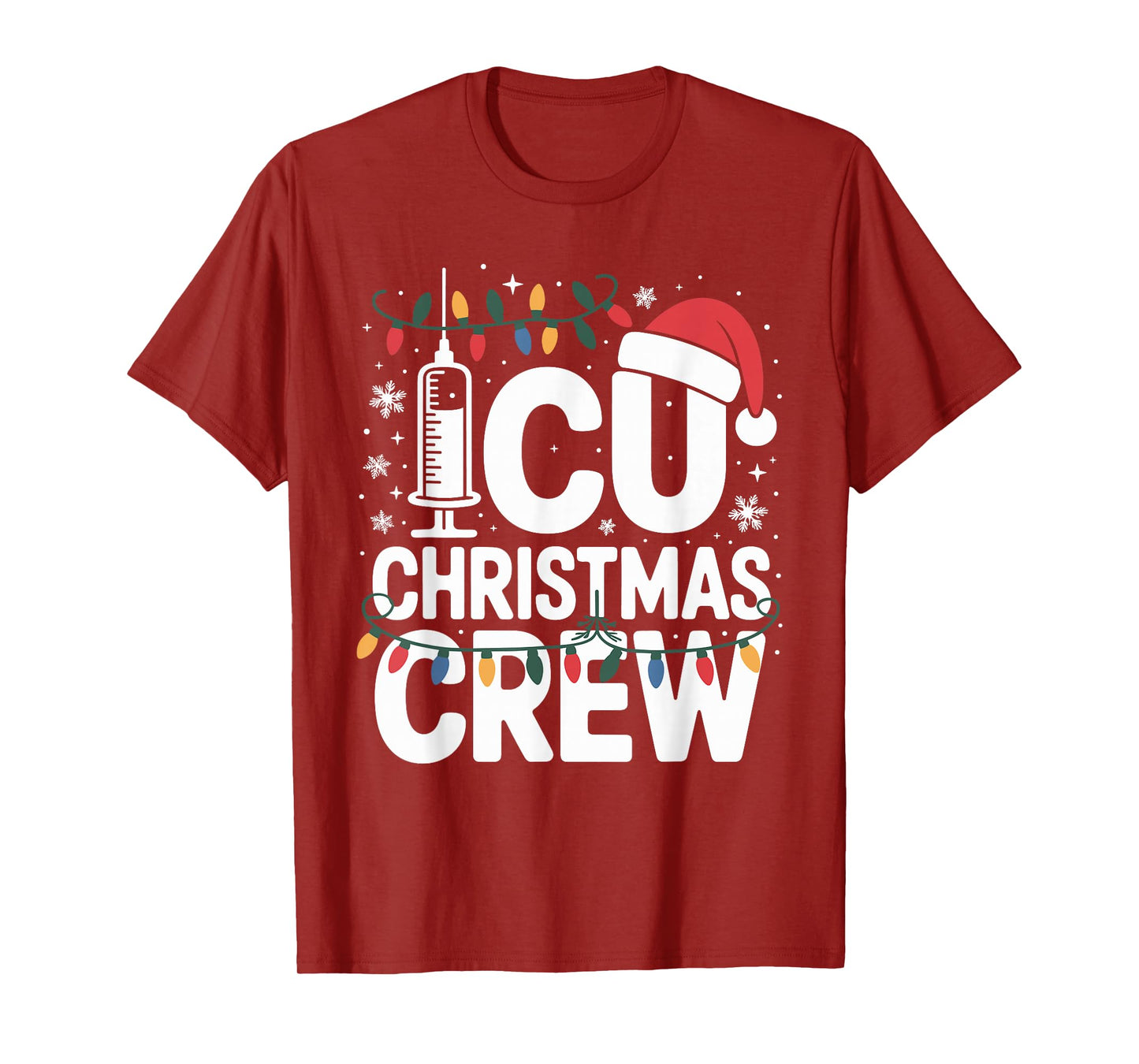 ICU Christmas Crew Nurse Critical Care Xmas Nursing T-Shirt