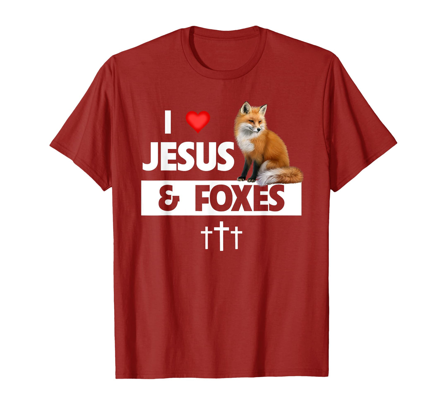 I Love Jesus And Foxes Zoo Wildlife Nature Fox Christian T-Shirt