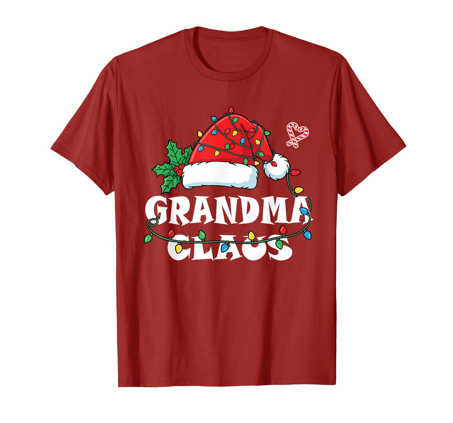 Grandma Claus Christmas Lights Santa Family Matching Women T-Shirt