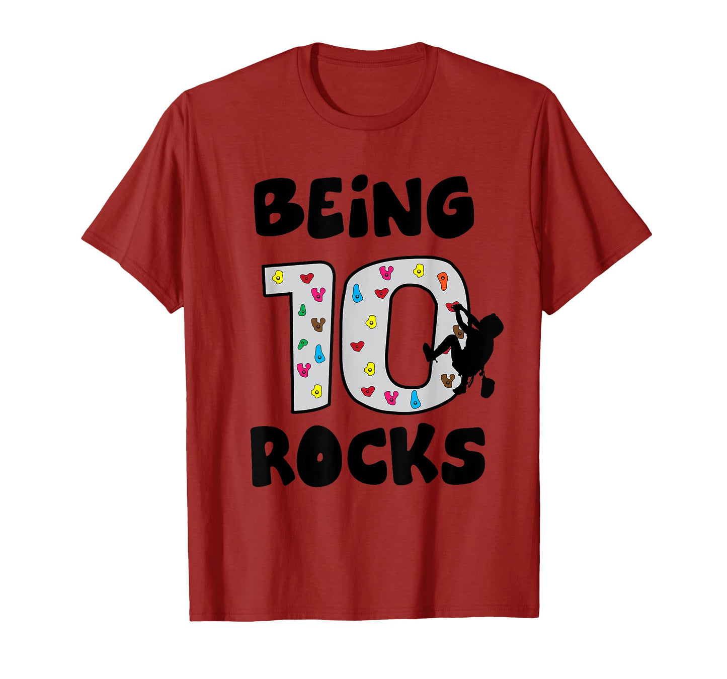 Rock Climbing Funny 10 Years Old 10th Birthday Gift For Kids T-Shirt
