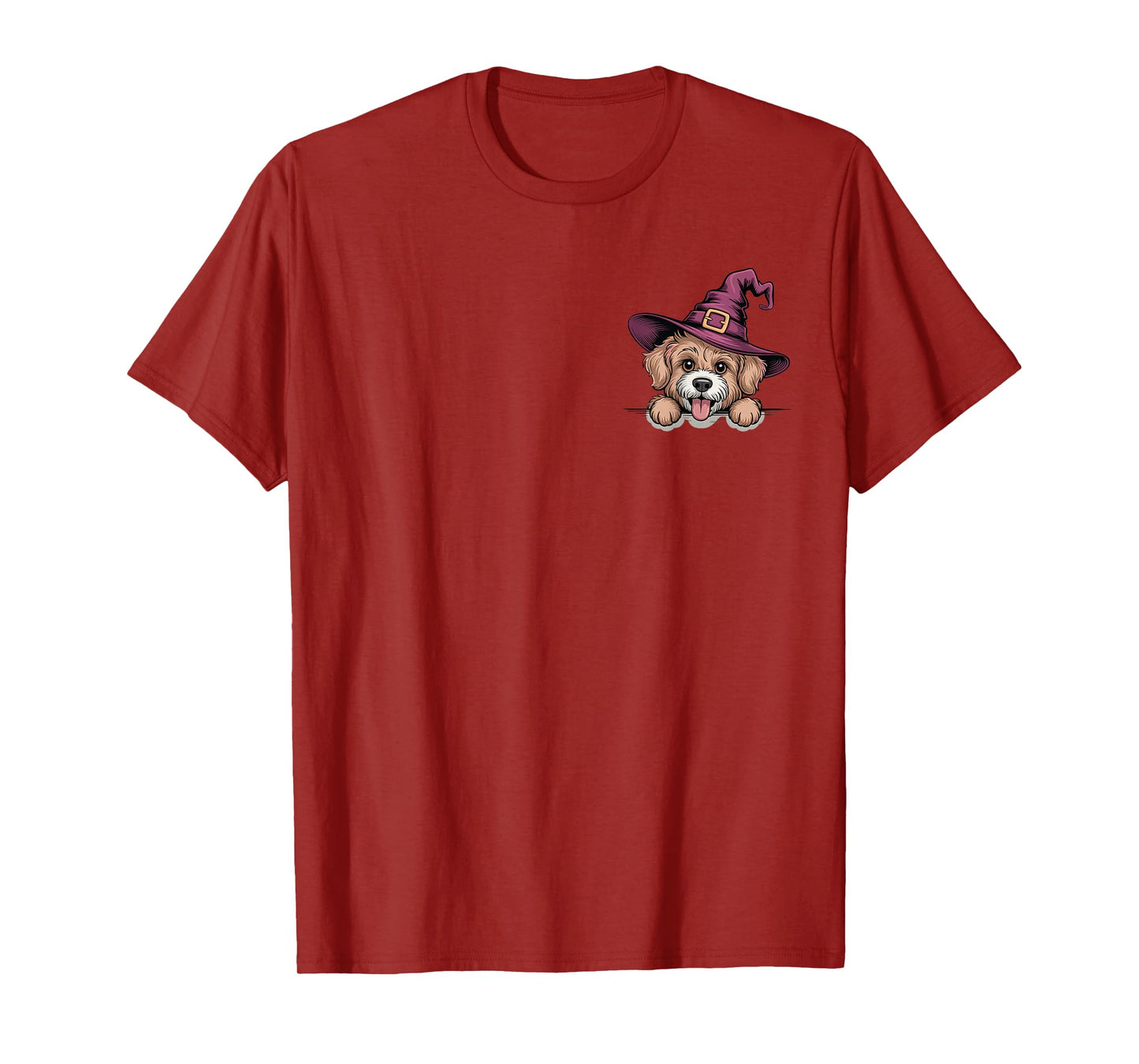 Cute Goldendoodle Dog Witch Hat Halloween Funny Doodle Puppy T-Shirt
