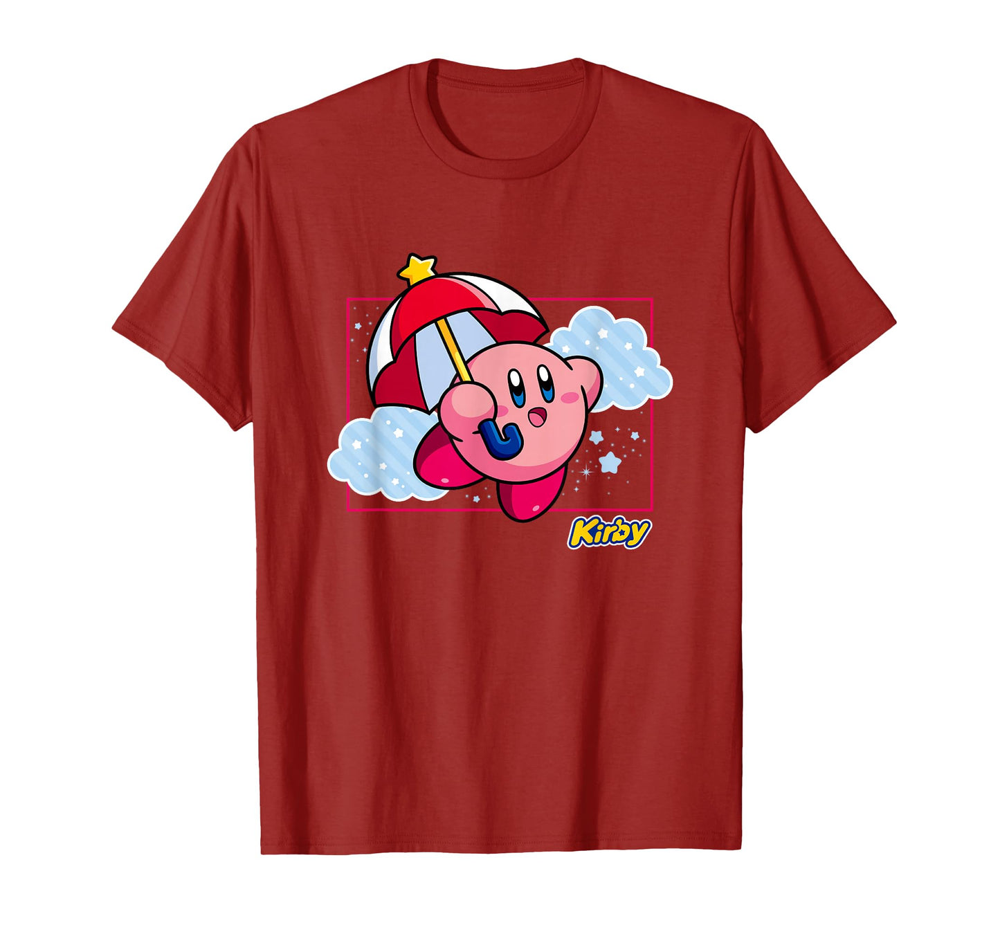 Kirby Magical Umbrella Pastel Cloudy Panel T-Shirt