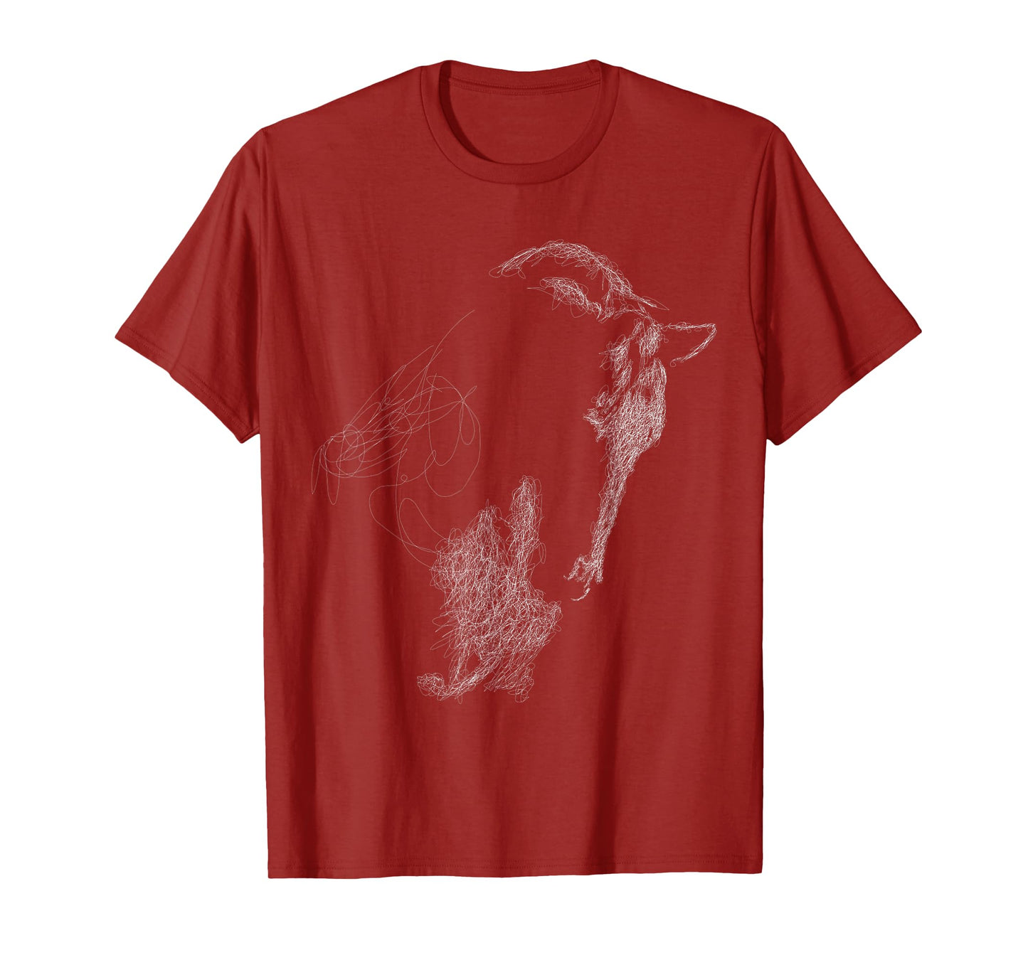 horse head scribble black art face for lover horses taming T-Shirt