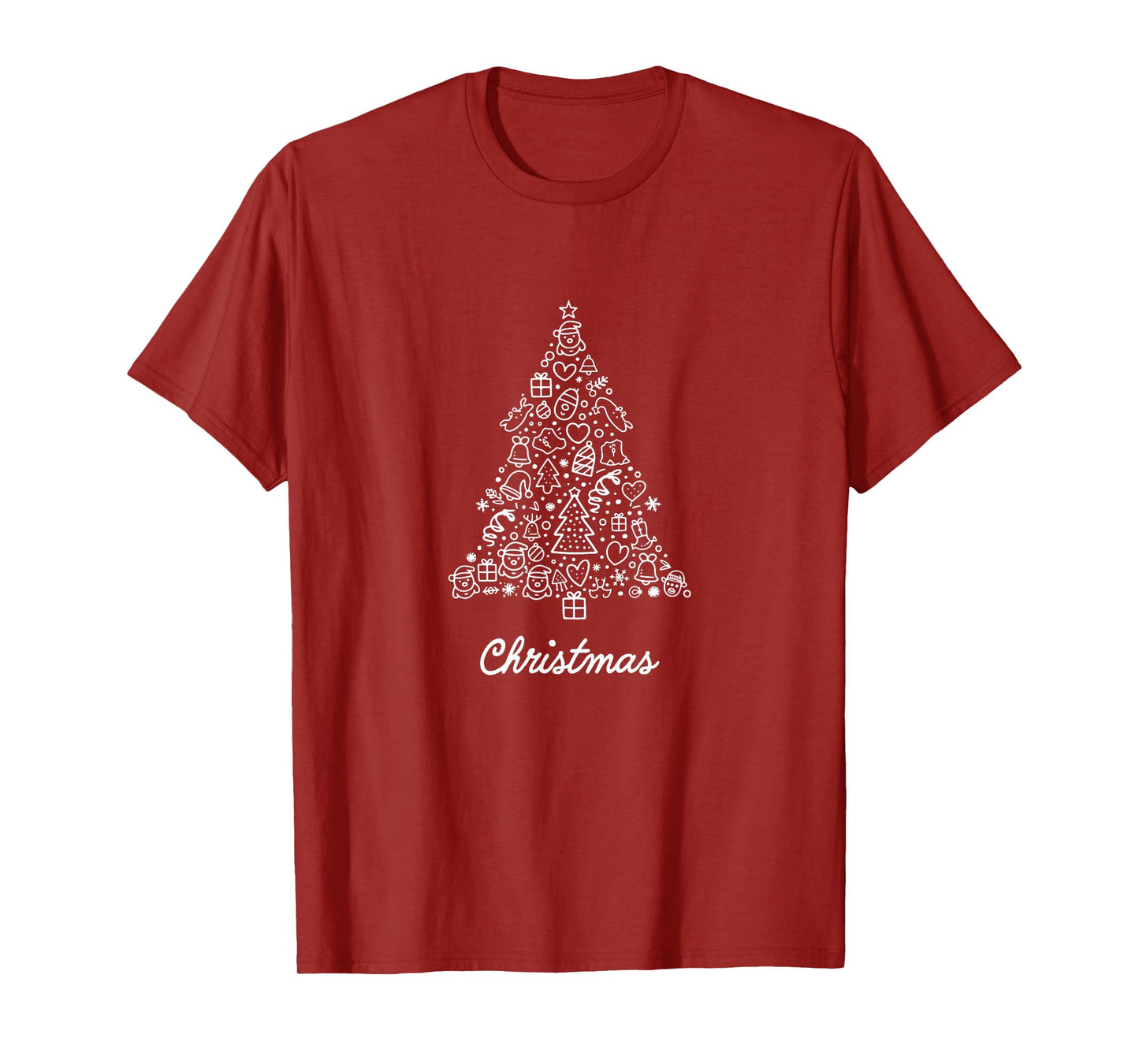 Christmas Doodles Mom Artwork Simple Xmas Tree Graphic T-Shirt