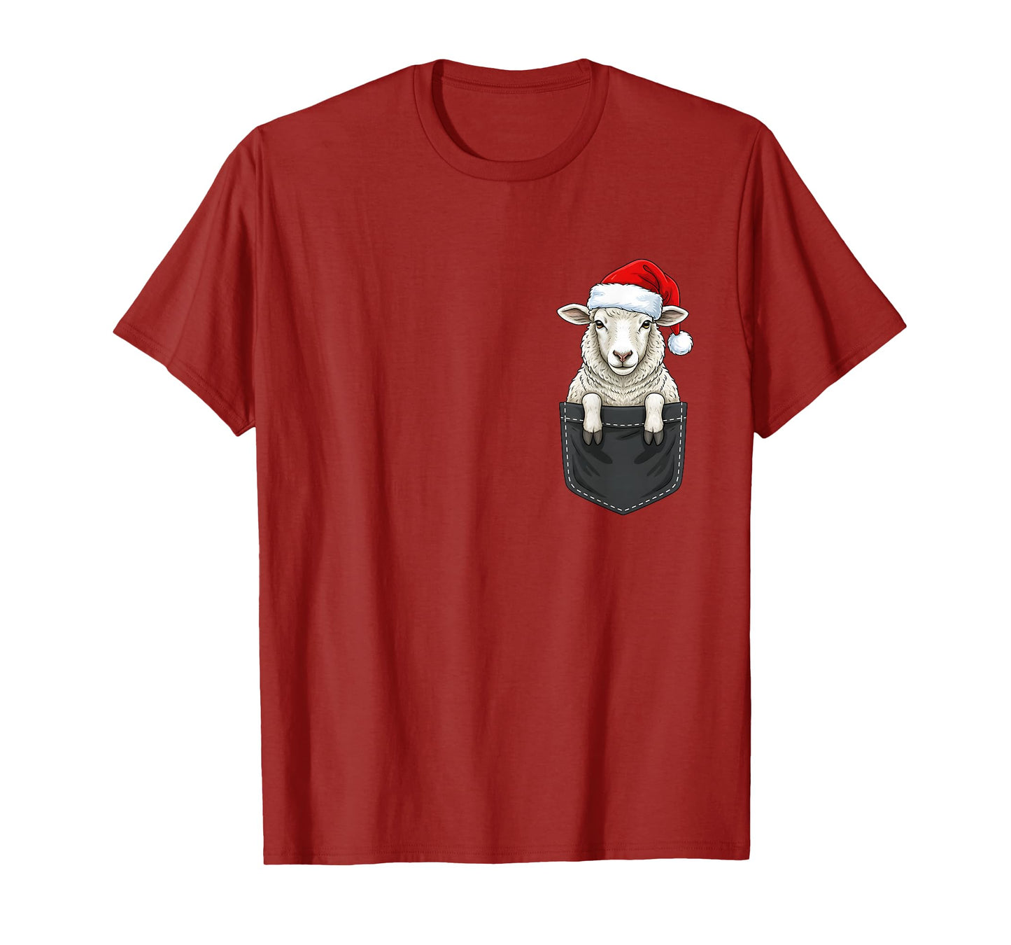 Sheep Christmas Pocket Santa Hat T-Shirt