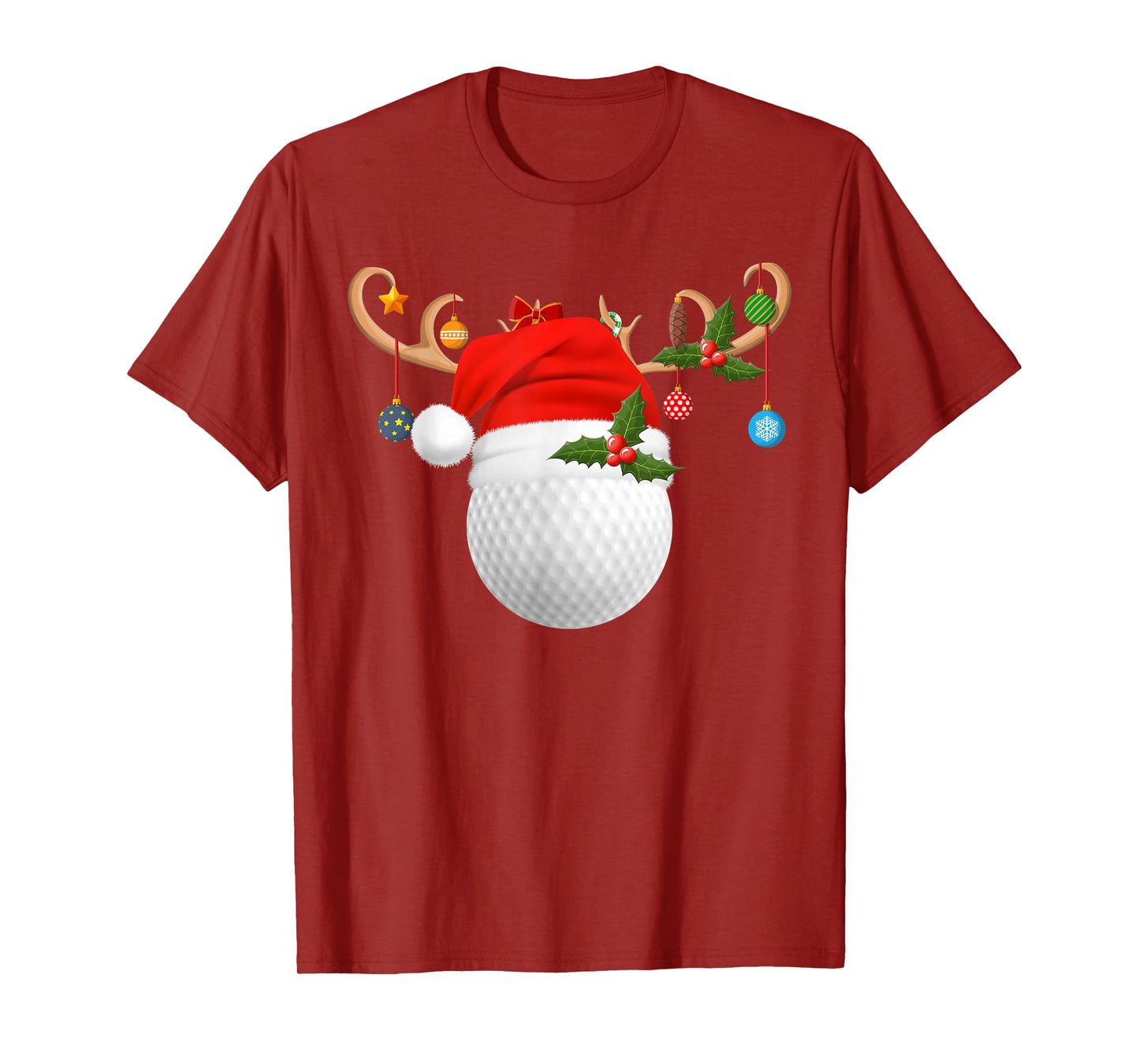 Golf Christmas Pajamas Reindeer Santa Hat Sports Player Xmas T-Shirt