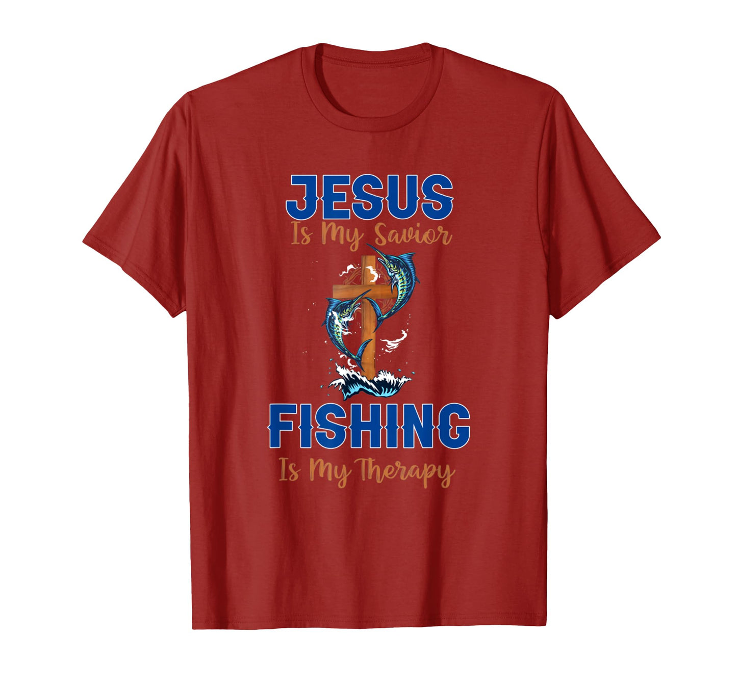 Vintage Jesus Is My Savior Fishing Is My Therapy T-Shirt