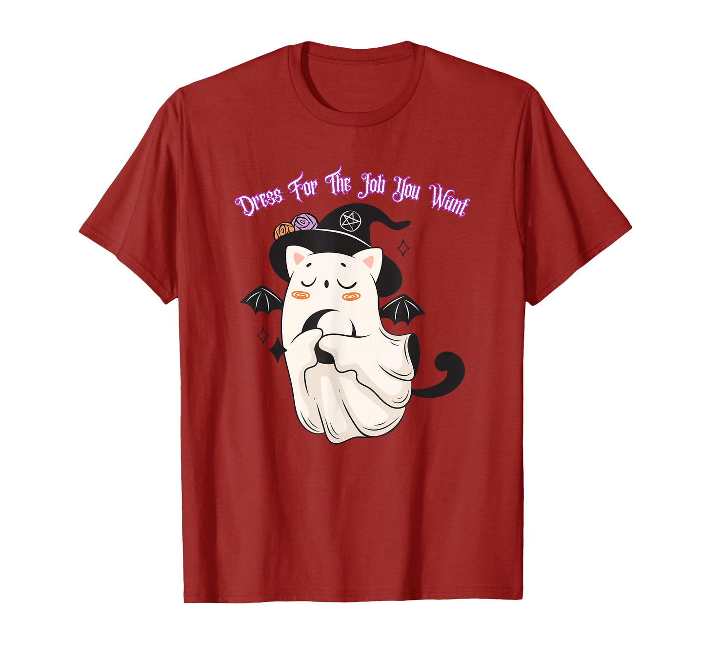 Dress for The Job You Want Ghost Witch Bat Black Cat T-Shirt