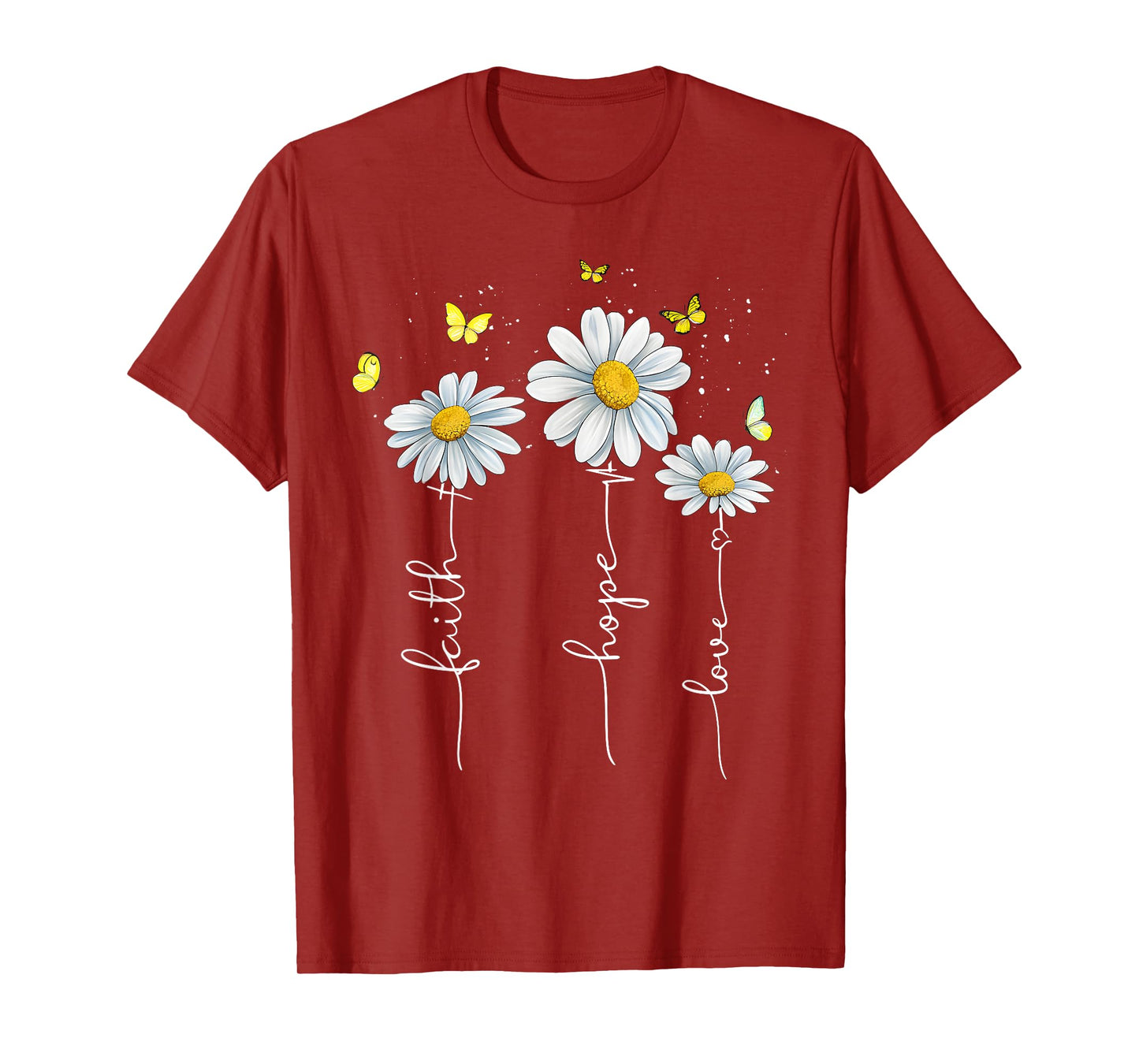 Faith Hope Love Jesus Christian Cross God Faith Flower Bible T-Shirt