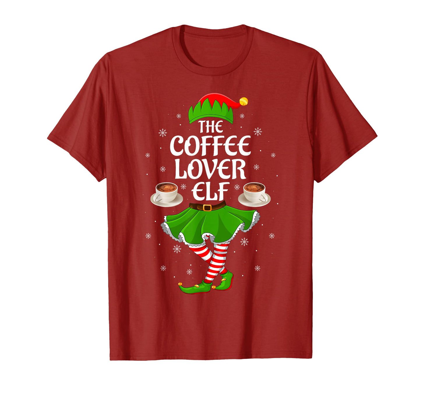 Coffee Lover Elf Christmas Family Girls Women Elf Squad Xmas T-Shirt