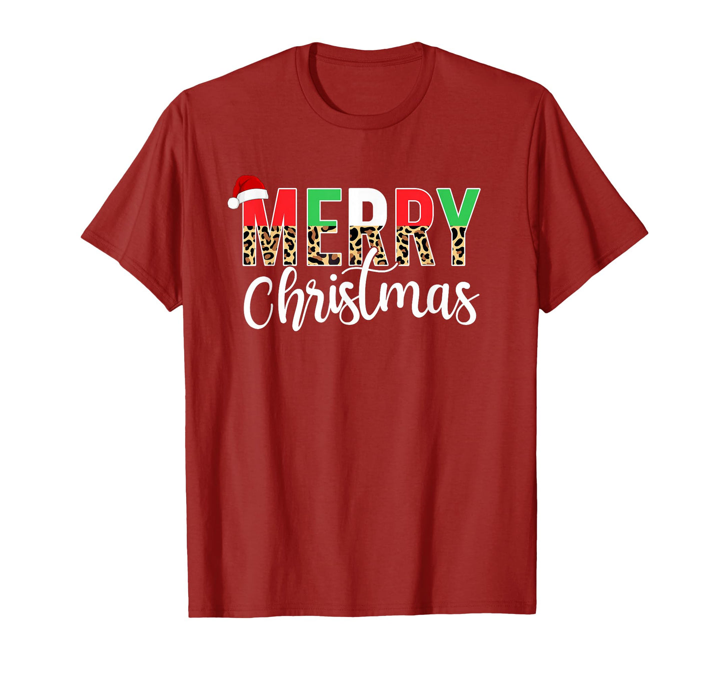Merry Christmas Leopard Print Xmas Family Matching Men Women T-Shirt