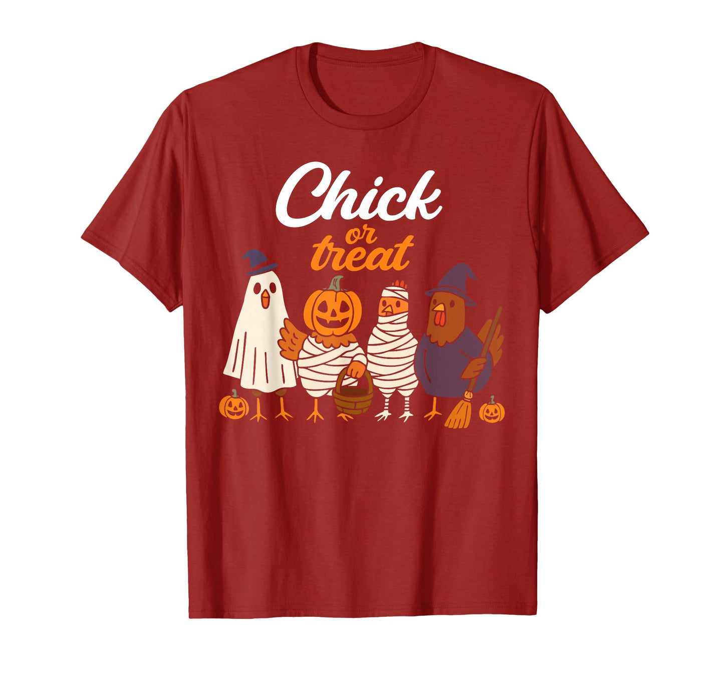 Chick Or Treat Funny Halloween Pumpkin Ghost Spooky Chicken T-Shirt