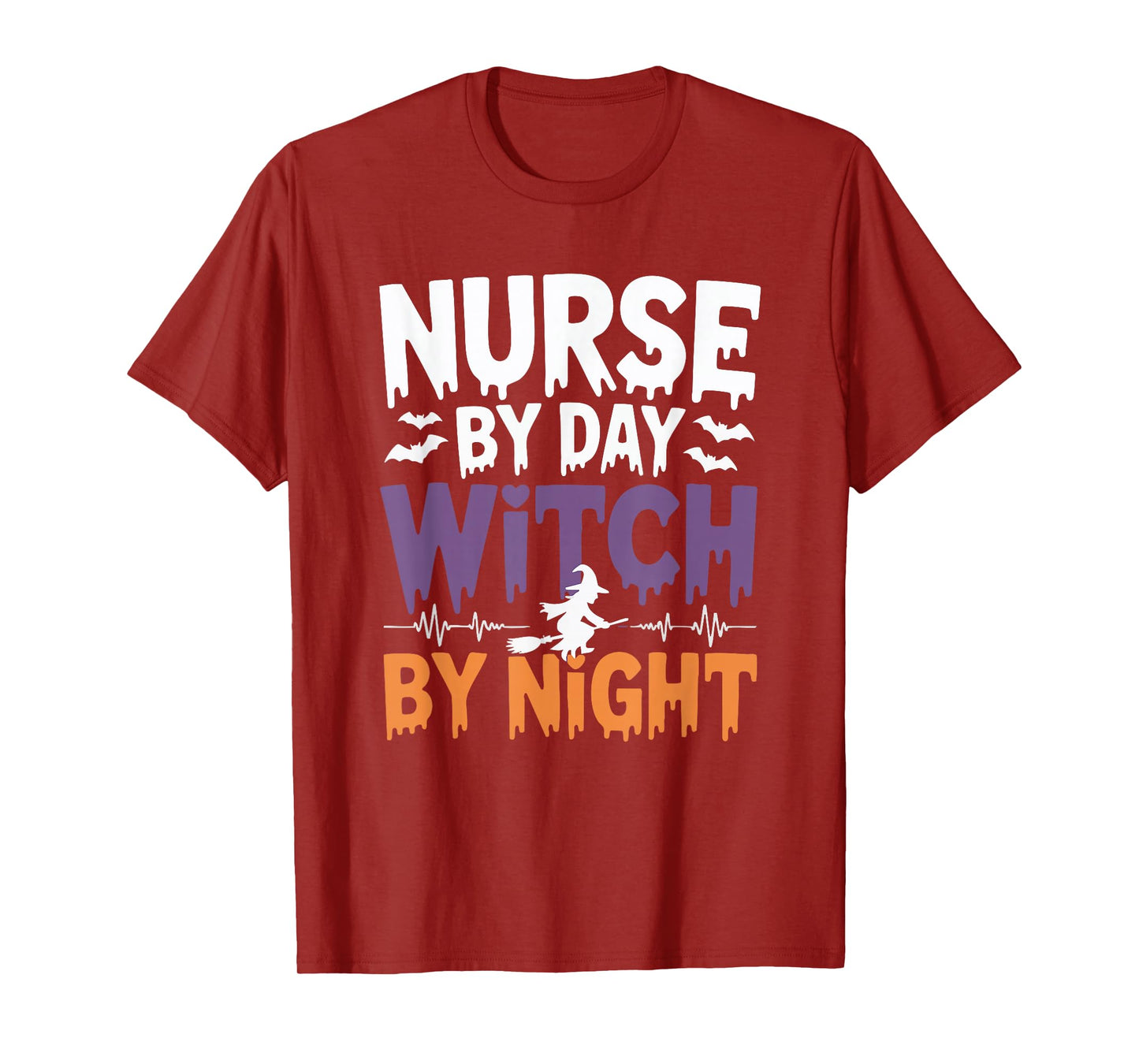 Nurse by Day Witch by Night Funny Halloween Nurse Witch T-Shirt