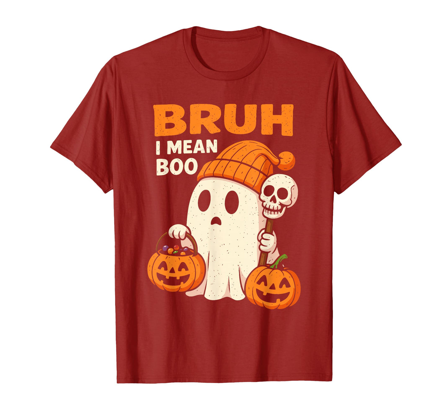 Halloween Bruh Ghost Boo Skull Pumpkin Women Kids Boys Girls T-Shirt