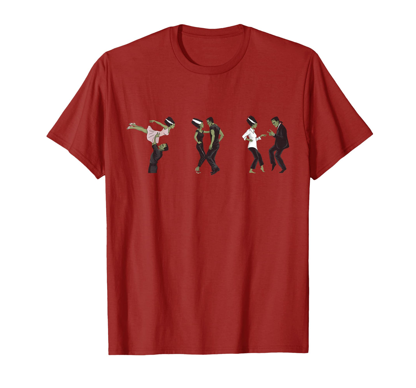 Funny Retro Frankenstein Monster and Bride Dancing Halloween T-Shirt
