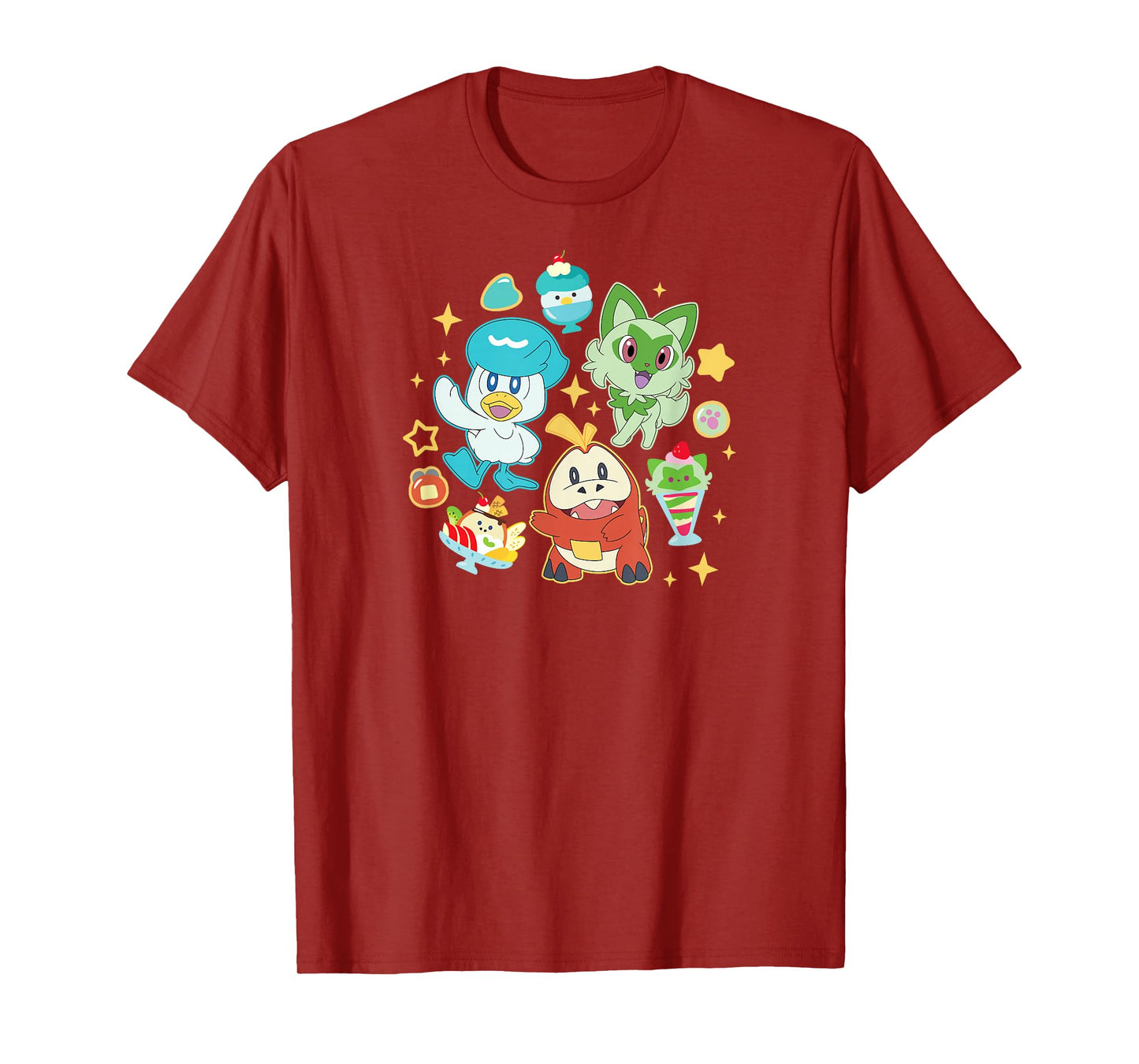 Pokémon - Quaxly Sprigatito Fuecoco Starters Cafe Desserts T-Shirt
