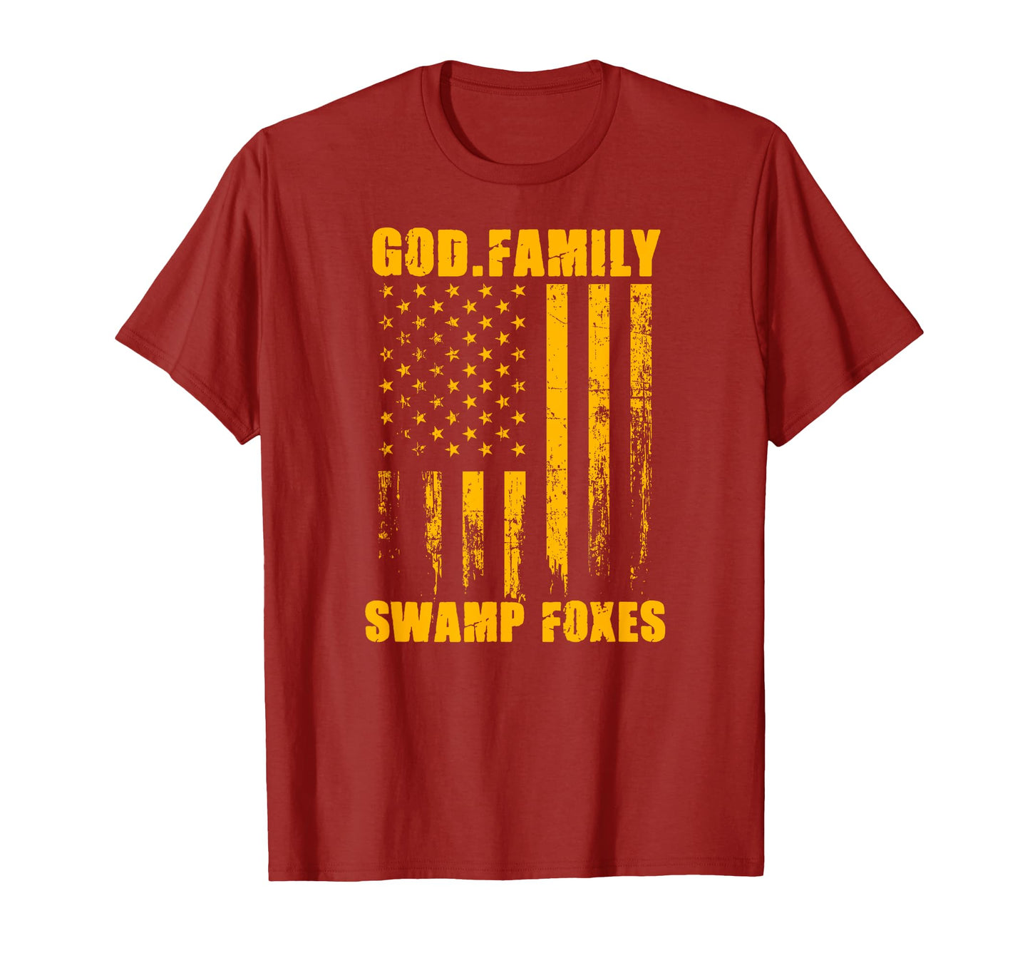 Marion Swamp Foxes God. Family. Vintage USA Flag T-Shirt