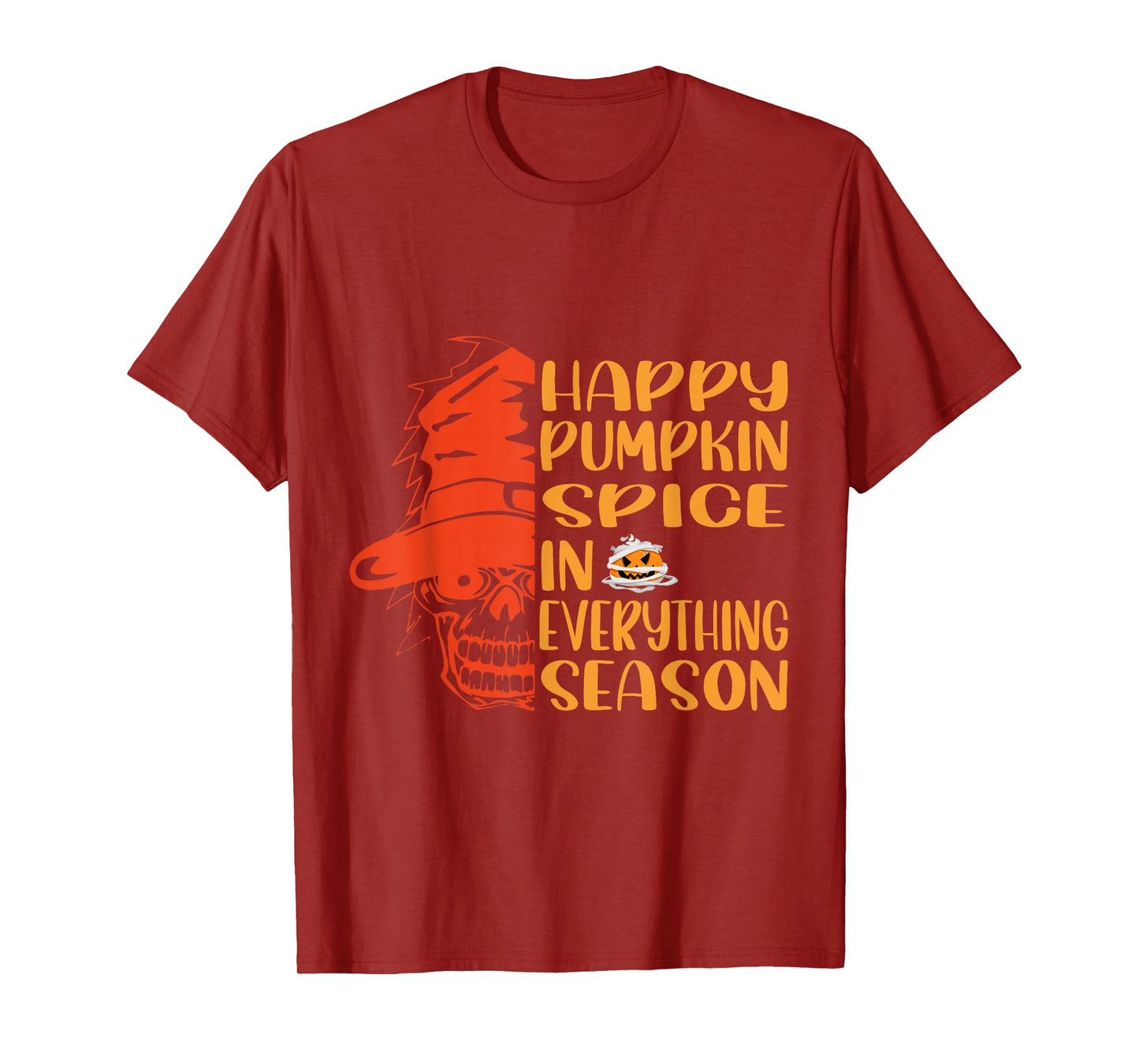 Pumpkin Spice Everything Season Skull Witch Funny Halloween T-Shirt