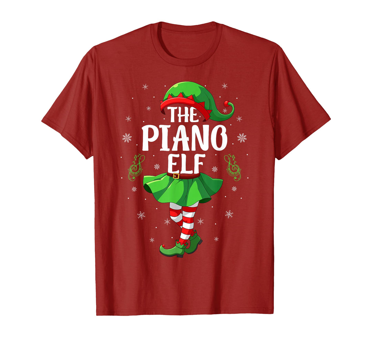Piano Elf Christmas Girls Women Elf Squad Xmas Family T-Shirt