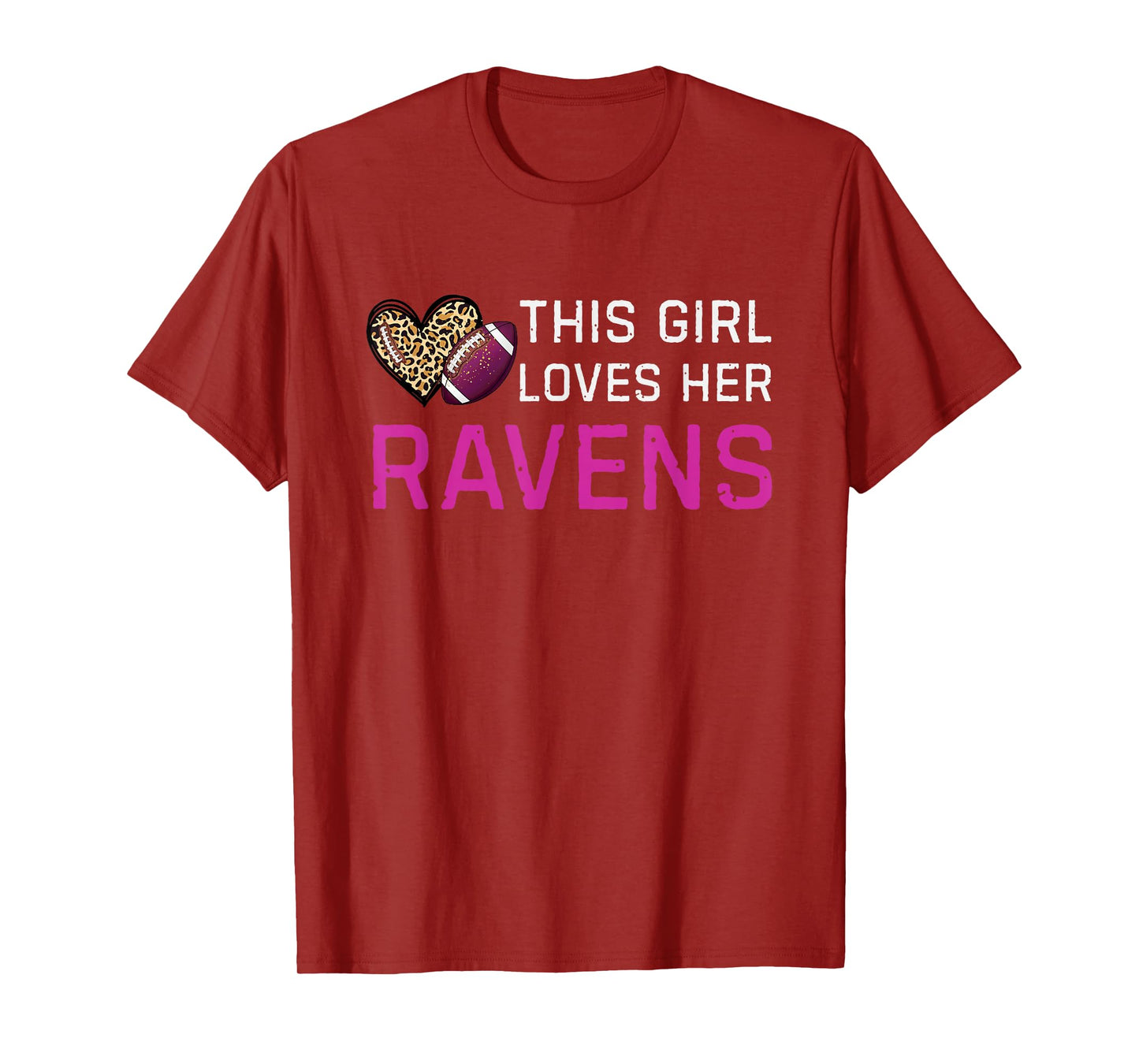 This Girl Loves Her Ravens Vintage Leopard Style T-Shirt