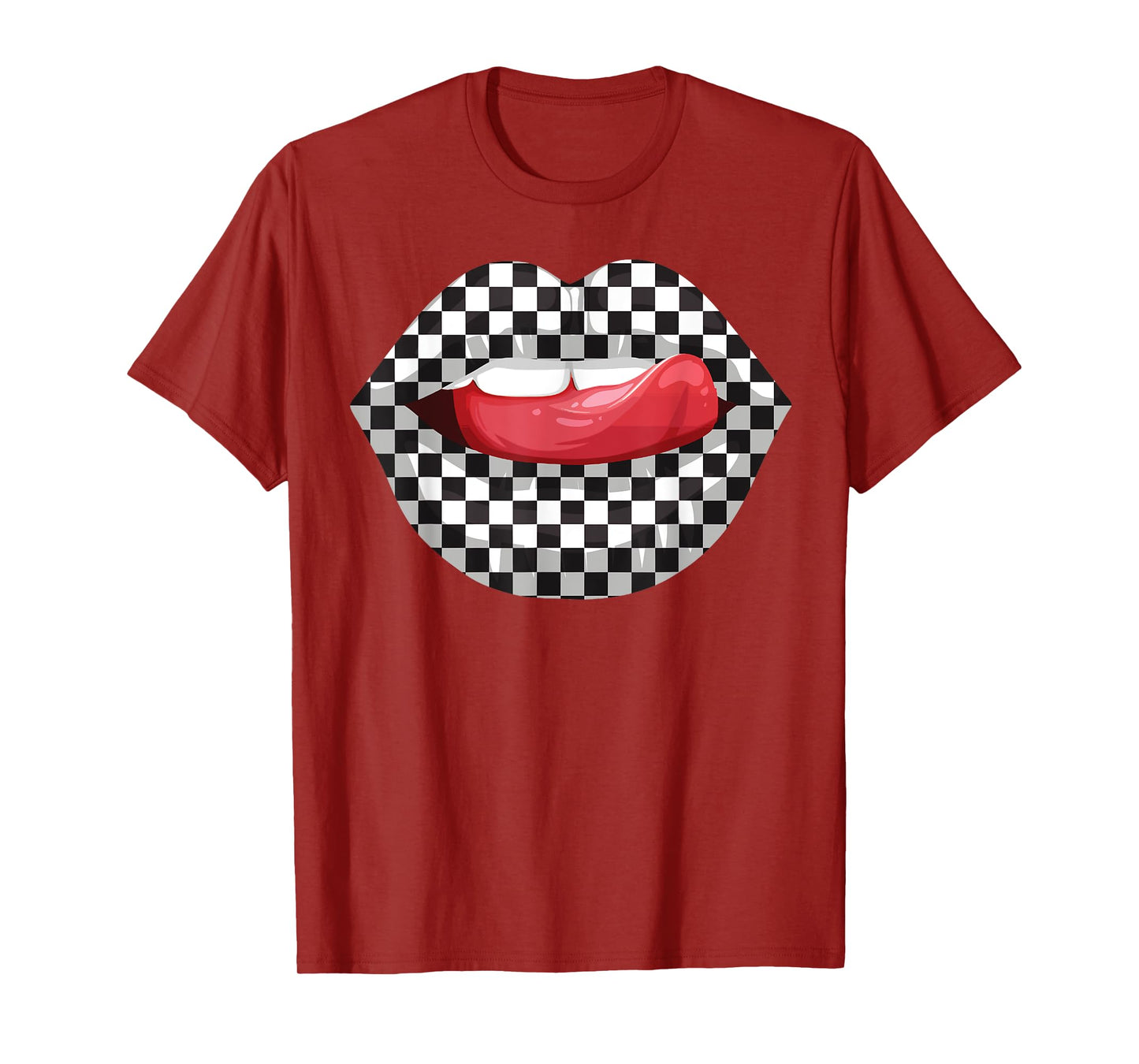 Cute Checkered Art For Men Women Checkerboard Checkered Lips T-Shirt