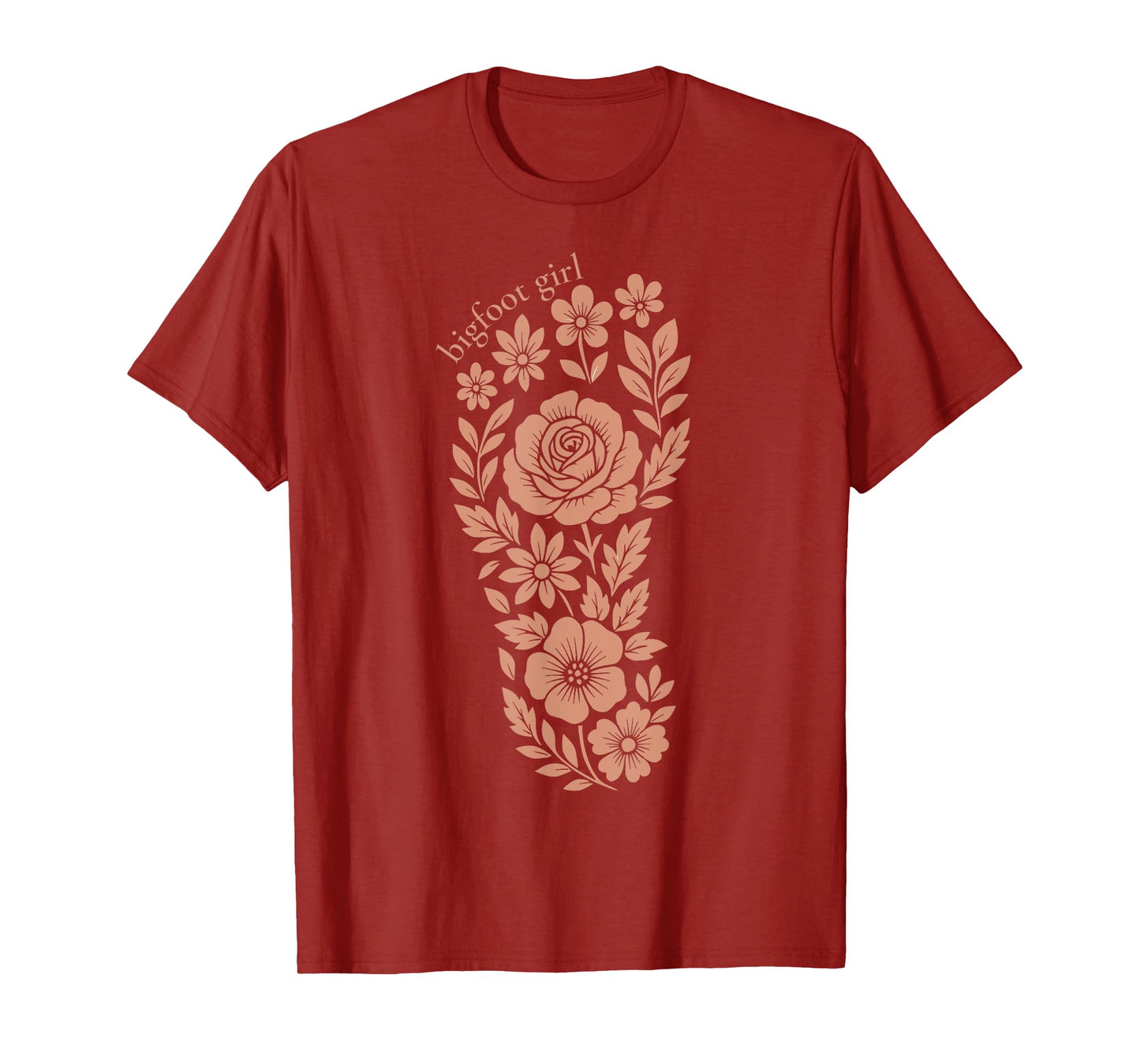 Unique Bigfoot Girl Floral Sasquatch Footprint Flower Women T-Shirt