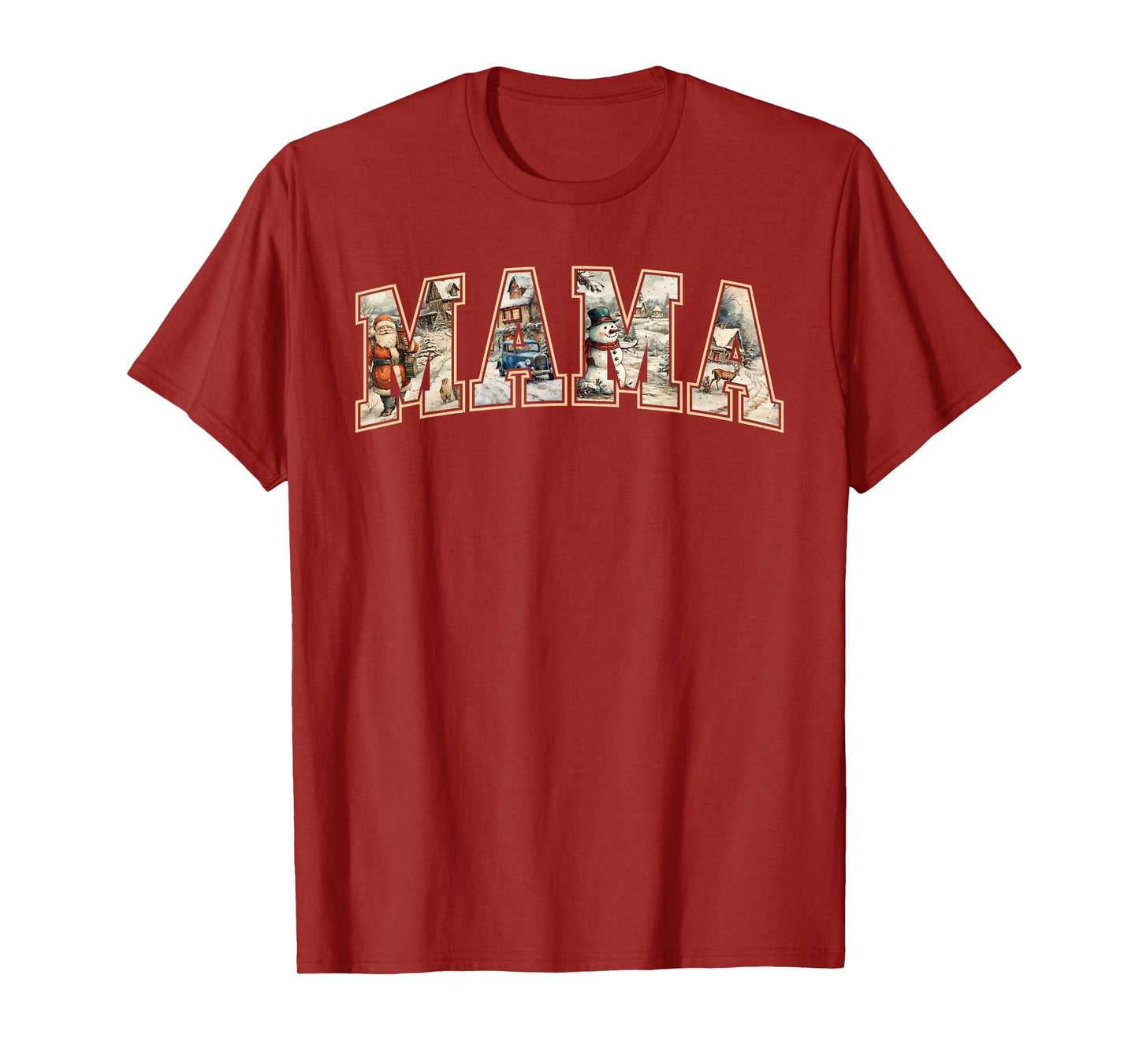 Mama Christmas Vintage Xmas Mom Family Matching Women T-Shirt