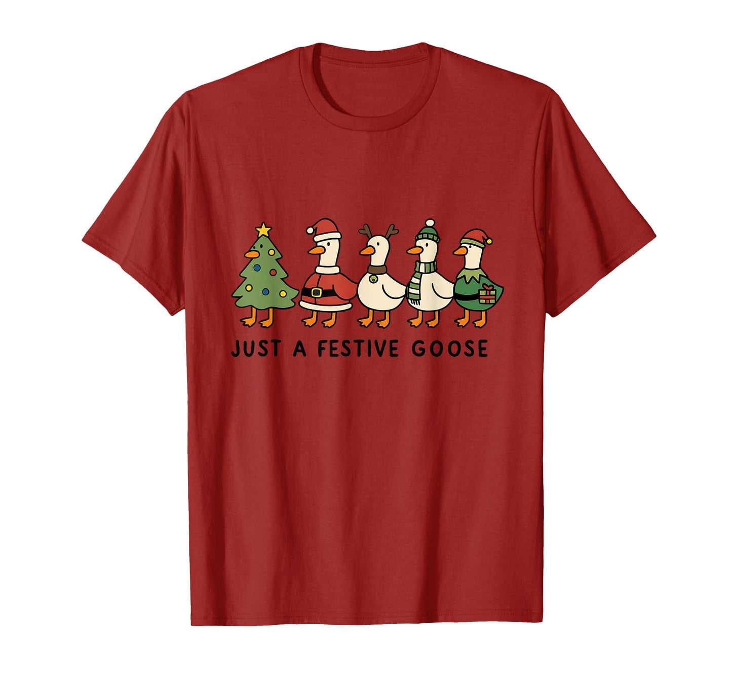 Festive Goose Christmas Funny Cute Goose Christmas Party T-Shirt