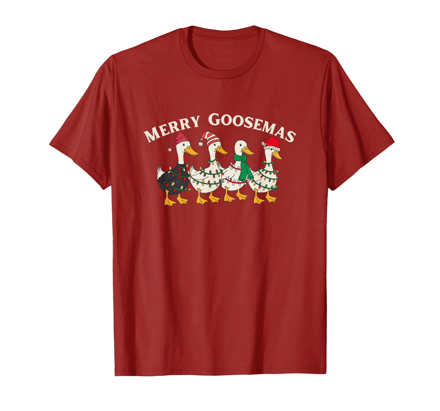 Cute Christmas Silly Goose Holiday Festive Santa Hat Geese T-Shirt