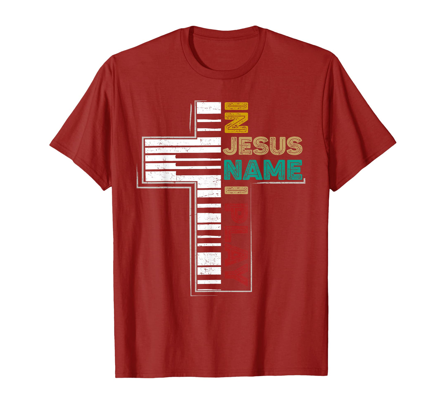 In Jesus Name I Play Piano Shirt Vintage Christian Saying T-Shirt